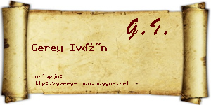 Gerey Iván névjegykártya