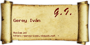 Gerey Iván névjegykártya